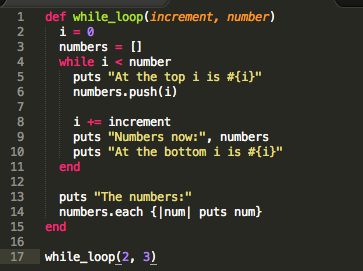 The function takes two parameters, an increment value and an upper limit number.